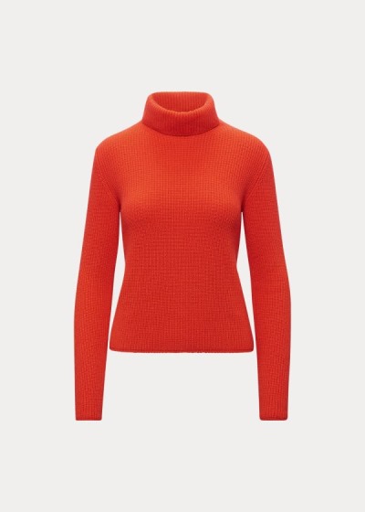 Sueter Ralph Lauren Mujer Naranjas Claro - Ribbed Cashmere Turtleneck - JQTYL1837